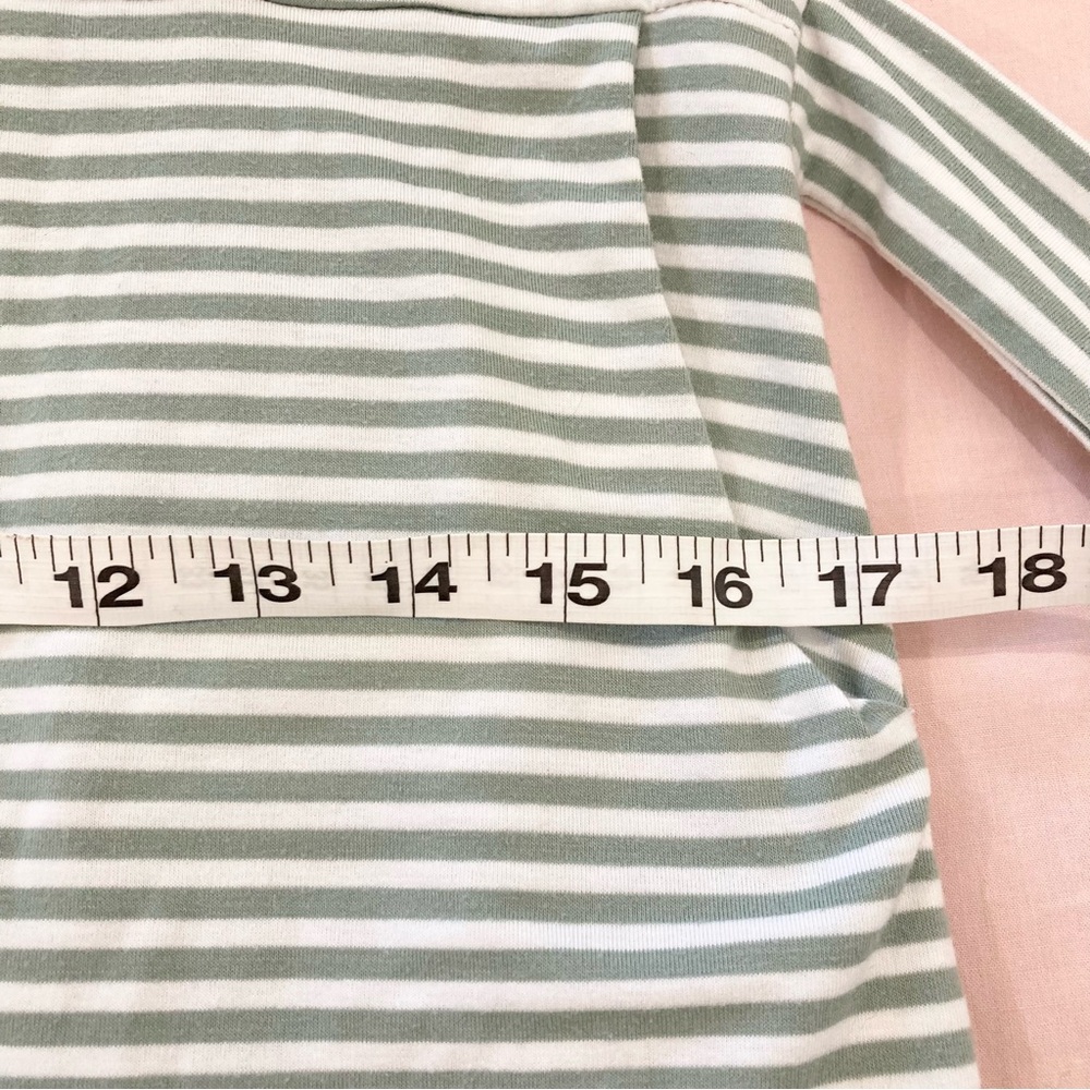 Striped T-shirt dress green and white with pockets Merokeety summer casual - Picture 12 of 14